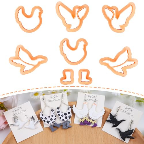 Puocaon Farm Polymer Clay Cutters – 8 Stück Huhn-Ausstechformen für Polymer-Ton-Schmuck, Gans Polymer-Ton-Ausstecher für Schmuckherstellung, spezielle Hühnerform, lustige Stiefel,