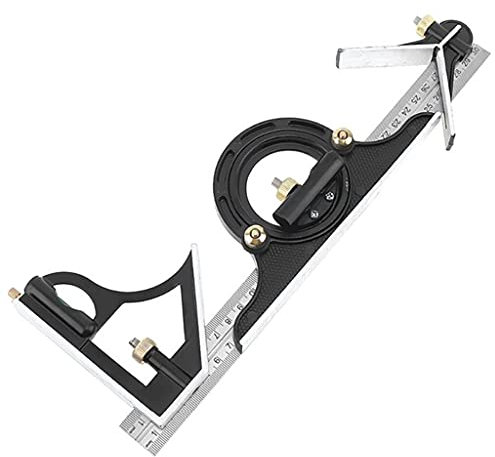 OUSIKA 3-in-1 verstellbares Lineal mit mehreren Kombinationen, quadratischer Winkelmesser, Winkelmesser, 300 mm, Messset, Werkzeuge, Universal-Lineal, rechter Winkel Winkellehre