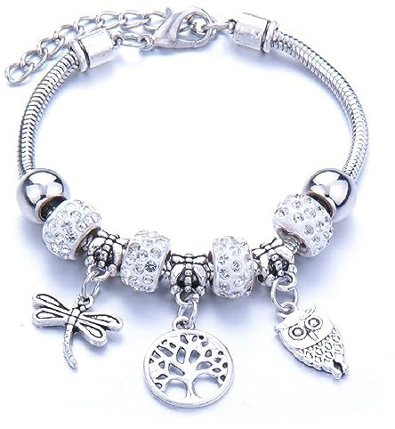 JITNGA Libelle Eule Leben Baumform Armband Form Kristall Charme Armbänder Perlen Armband Frauen Diy Perlen Armbänder & Armreifen Schmuck Geschenk