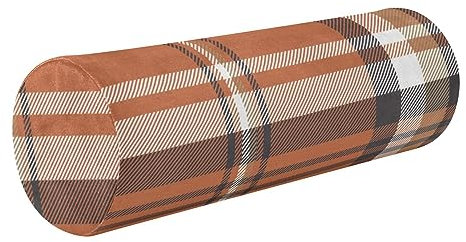 Orange Check Plaid Yoga Bolster Kissen Rundhals Rollkissen für Schlafen Sofa Runde Kissen Zylinder Nackenrolle Runde Kissenbezüge mit