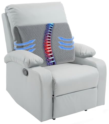 HOMBYS Lumbar Support Pillow for Recliner Chair, Memory Foam Back Support Cushion for Elderly,Extra Large Lumbar Support Pillow,Thick Backrest for Home Reading (Grey, 20“x13.5x5)