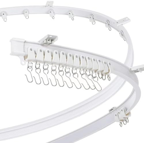 Biegbare Decken-Vorhangschiene und Flexible Deckenschiene Deckenhalterung mit Schienenvorhangsystem, Wohnmobil-Vorhangschiene, Etagenbettvorhänge, 2 Meter/Weiß