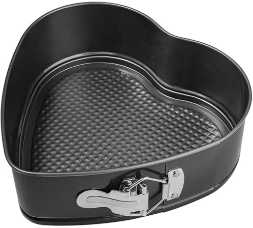 Webake 9in Heart Shaped Nonstick Springform Pan, Ideal for Cheesecakes, Quiches, Black