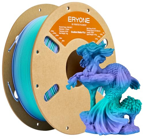 ERYONE Matte PLA 3D Drucker Filament 1.75mm, Matte Gradient Rainbow PLA, Maßgenauigkeit +/- 0.03 mm, 1 kg 1 Spule, Mattes mehrfarbiges PLA,Traumland mit mattem Farbverlauf (Blau grün & Lila)