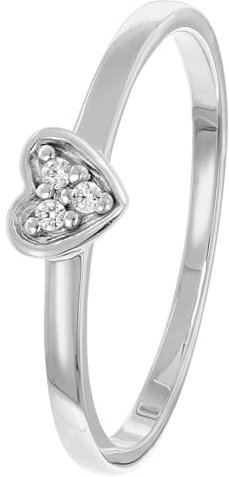 trendor Damenring Weißgold 333/8K Herz Mit Weißen Zirkonias eleganter Ring für Frauen, tolles Schmuckstück und edles Accessoire, 41540-58 Ringgröße 58/18,5