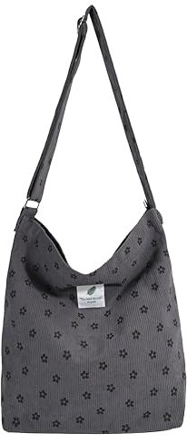 Jiliyote Cord Umhängetasche Damen Groß - Schultertasche Mit Reißverschluss, Cordtasche, Beuteltasche für Mädchen, Schule, Uni, Einkauf, Büro