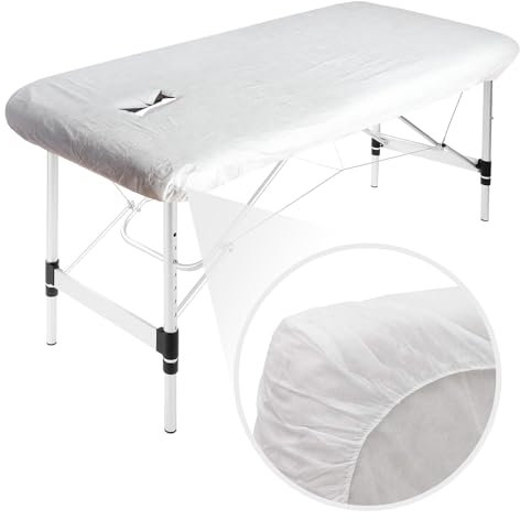 Xiaozhifu 30 Stück Kosmetikliege Bezug für Massagetisch mit Loch, Waschfaserlaken Wasserabweisend Ölresistente PU-Bezug für Massageliege Kosmetik-Tische und Therapie-Bänke(90 * 215cm)