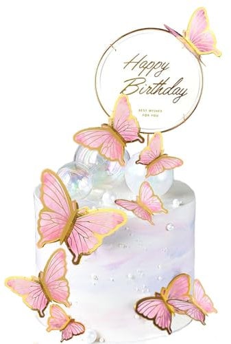 happy birthday tortendeko schmetterling,11 Stück happy birthday cake topper, schmetterling tortendeko geburtstag mädchen Geeignet für party,Hochzeit,cake topper geburtstag