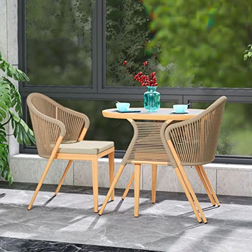 3-teiliges Bistro-Set für den Innenbereich, modernes PE-Set, Glastisch und 2 Stühle, Kleiner Couchtisch für den Balkon, Gartenmöbel