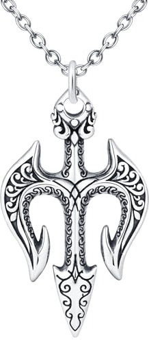 INFINIONLY Kreative Herren Edelstahl Ketten Vintage Neptun Dreizack Halskette mit Anhänger mit 55cm Kette Fashion Dekoration für Jugendliche