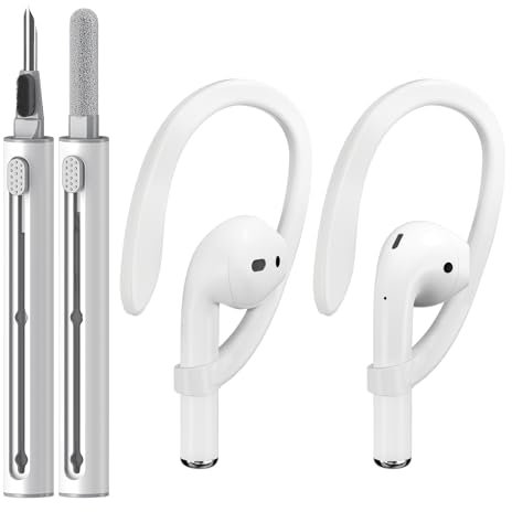 Polislime 2 Pairs Ear Hooks Designed for Apple AirPods 1, 2, 3, Pro and Pro 2,with Cleaning Pen,Earbuds Accessories,Anti-Slip Sports Ear Hooks,Durable TPU Construction,for Running,Jogging,Cycling,Gym