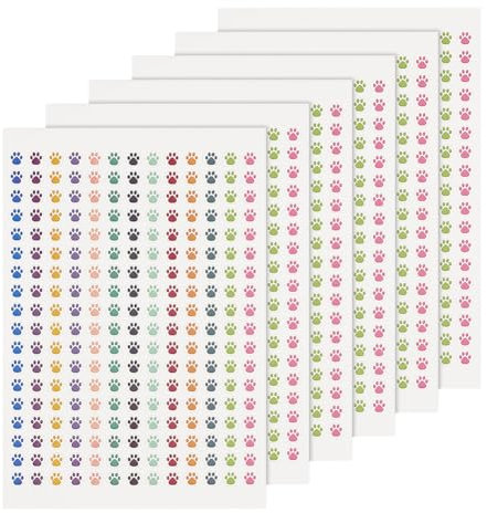 BENECREAT 6 Blätter kleine Pfote drucken Planung Icons, 1404 Stück Dekorative Planung Aufkleber Multicolor Gesundheit Wellness Planer für Planer Kalender Scrapbooking Crafting, 19.9x13.5cm