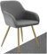 tectake® Esszimmerstuhl, Sessel bequem mit Armlehne, Polsterstuhl, Cord Cocktailsessel, Loungesessel für Wohnzimmer, Esszimmer, Moderne Küchenstühle, Bürostuhl - grau/Gold