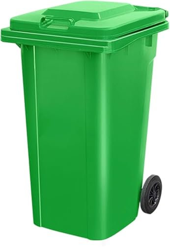 YXCUIDP Poubelle D'extérieur Plastique Longue Poubelle Cylindrique Grande Capacité avec Couvercle,Poubelle Commerciale avec Roues, Poubelle Verte D'extérieur(50L)