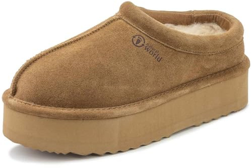 Natural World Ker 7312 Damen Platform-Pantoffel mit Futter aus Schurwolle