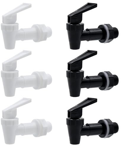 6 Stück Kunststoff Ersatzhahn Kunststoff Zapfhahn Getränkespender Zapfhahn Wasserspender Ersatzzapfen Auslaufhahn für Saft Wasserspender Bierfass Kaffee Bier, Schwarz Weiß