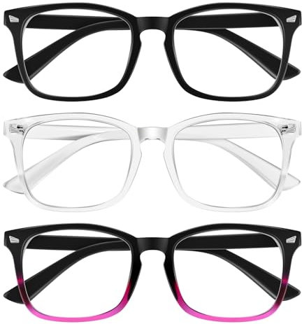 Okany Blue Light Glasses Blue Light Blocking Glasses for Women Men Computer Screen Filter Anti Headache Eyestrain Glare UV Gaming Glasses Lightweight Eyeglasses Non-Prescription 3 Pack