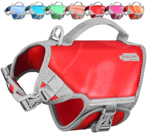 VIVAGLORY Hunde Schwimmweste Neoprene Hundeschwimmweste, XS, Windrot | Verstellbar & Auftrieb for Hunde, Schwimmweste Hundeweste Schwimmen Rettungswesten zum Schwimmen
