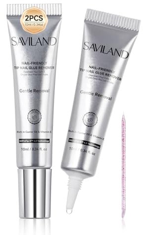 SAVILAND Nail Glue Remover: 2PCS Gentle Removal False Nail Remover for Press on Nails & Acrylic Nails Plant-Based Efficient Press on Nail Remover for Nail Art Tools Accessories
