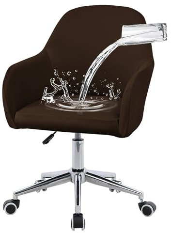 Elastische Esszimmerstuhlbezüge mit Armlehnen - Dehnbare Bürostuhlbezüge, Waschbare & rutschfeste Möbelschoner für ESS- und Bürostühle(Dark Brown,1 Pack)