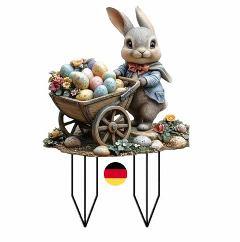 Osterdeko Outdoor, 2025 Osterhasen Gartenstecker Ostern Deko, Osterhase Osterdeko für Draußen und Drinnen Gartendeko, Garten Stecker Frühling Deko Ostern Hase (07#)
