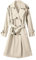 Vancavoo Trenchcoat Damen Lang Übergangsmantel Mantel Klassische Herbst Frühling Zweireiher Jacke Trench mit Gürtel Damenmantel Baumwolle Windjacke,Beige,S