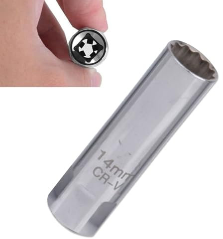 Zündkerzen-Steckschlüssel, 12-kant, 3/8-Zoll-Antrieb, dünnwandig, Auto-Zündkerzenschlüssel, magnetisches Entfernungswerkzeug (14 mm)