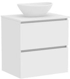 Baikal Mueble de Baño Klay. Mueble MONTADO. 2 Cajones Suspendido con Lavabo sobre Encimera. Armario de Baño. Lavabo Ceramico. 70cm Blanco.