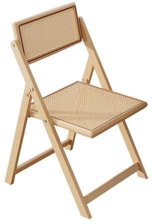 JTPMYFT Rattan Klappstuhl, 1er Set, Bequemer Outdoor Bambusstuhl for Schlafzimmer, Wohnzimmer, Lesezimmer, Esszimmer, Küche, Walnuss(Natural Wood)