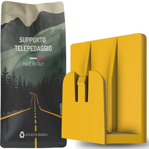 TURTLE Clip di supporto per Telepedaggio (modello T.Pass 2019) per auto. Fatto in Italia in plastica riciclata. Con adesivo a lunga tenuta (1 pezzo giallo)
