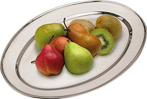 Ovalado Fuentes para Servir Bandejas Acero Inoxidable Plato Grande Fiesta Fuente - 35 cm