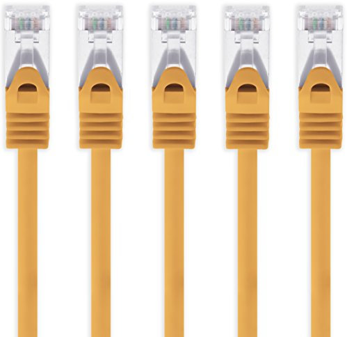 1aTTack.de 1m - orange - 5 pièces câble réseau CAT.7 câble patch Sftp (câble brut) (SET) 10000Mbit/s - 500 MHz assemblé avec 2 fiches RJ45 Cat6a