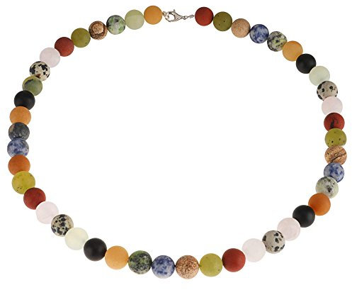 Multicolor Edelstein-Kette Achat Onyx Jade Jaspis Karneol Calcit Sodalith Kugel mattiert