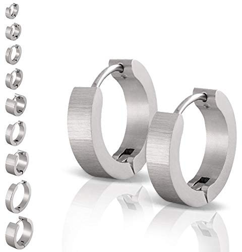 Soul-Cats 1 Paar Creolen aus Edelstahl in silber, matt gebürstet, Ø 14mm / 3mm breit