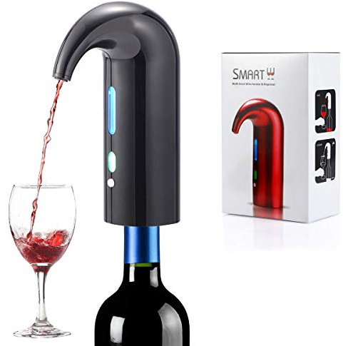 Electric Wine Aerator,Portable Pourer Instant Wine Decanter Dispenser Pump One-Touch Automatic USB Rechargeable for Red and White Wine(Black)