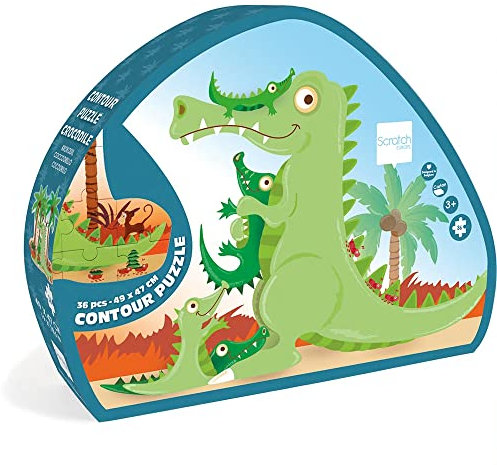Scratch 276181128 Shape Puzzle Krokodil, Konturpuzzle für Kinder ab 3 Jahren, 36 Teile