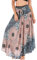 FEOYA Damen Bohemien Maxirock Bodenlang Strand Kleid Rock A-Linien Strandrock Urlaub Ethnischer Stil Gedruckter Lang Rock