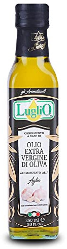 Olio Luglio - Garlic Olive Oil (250 ml) | Extra Virgin Olive Oil | Garlic Essence | Cold Pressed | Glass Bottle (250 ml)
