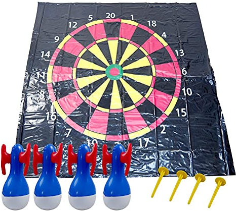 Enkomy Dartscheibe Kinder Outdoor,PVC Aufblasbare Dart im Innen- und Außenbereich Wurfbecher-Platten-Spielset Familie Sommerspiele Camping Spiele