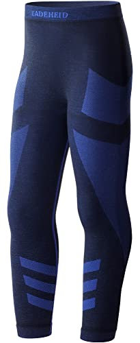 Ladeheid Thermounterwäsche Kinder Funktionsunterwäsche Thermoaktive Lange Unterhose Skiunterwäsche LAGI008 (Schwarz/Marineblau, 146-152)