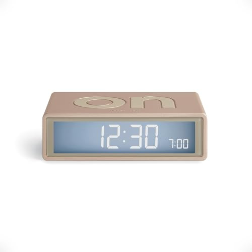 Lexon Design Flip+ Travel Funkgesteuerter umkehrbarer LCD-Wecker aus ABS und Gummi in der Farbe Rubber Gold, Maße: 8,4cm x 5,2cm x 2,4cm, LR151D1