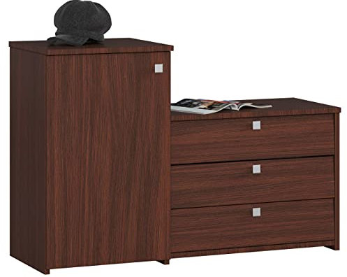 ADGO Schuhschrank mit 3 Kipptüren mit Einer Kommode 98,4x68/43x33 cm, Garderobenschrank mit Klappen, Schuhkipper, Schuhkommode mit Fächern, Schuhablagen, Schuhaufbewahrung, Schuh-Organizer (Wenge)