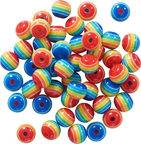 Rico Design Perlen-Set Regenbogen 8mm 48 Stk Kunststoff Bastelperlen