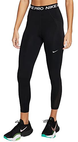 Nike Women's W NP DF SSNL HR Tight FF Leggings, Black/White, L