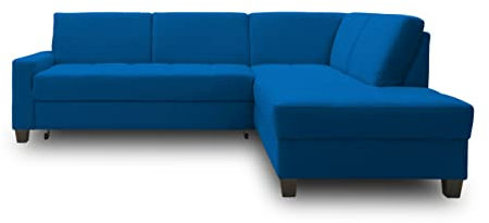 DOMO. collection Ecksofa Londrina, Sofa mit Schlaffunktion in L-Form, Eckcouch, Ecksofa, Polsterecke, Schlafsofa 243 x 209 x 84 cm (BxTxH), marine blau