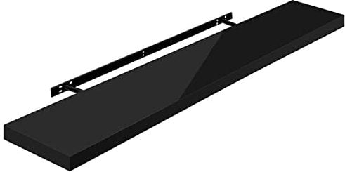 WOLTU Wandregal Volato Wandboard freischwebend hochglänzend Schwarz Schweberegal CD DVD Regal Bücherregal Holz Board 120x22,9x3,8cm RG9484sz
