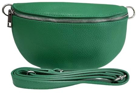 LeahWard Unisex Italian Real Leather Sling Bag Women's Crossbody Shoulder Chest Handbag Holiday (Green)