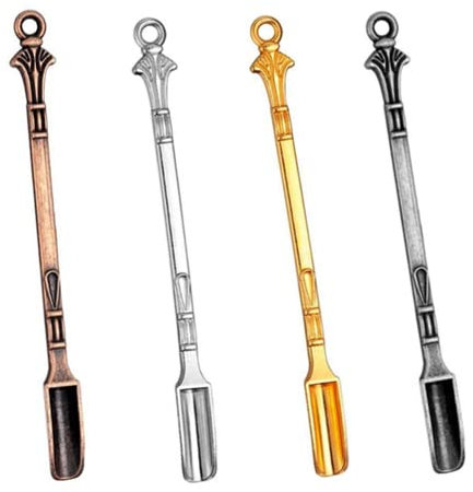 4 cucharas de rapé, mini pala, espátula, cuchara medicinal para llenar viales con medicina, sales de dab, hierbas, cera, aceite, arena