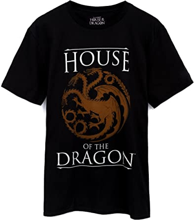 Game of Thrones House of The Dragon Mens T-Shirt | Adults Womens War Drama Logo Black Top | Fantasy Series Merchandise