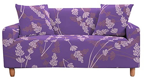 Highdi 3D Copridivano di Lavanda Stampa, Copridivano Elasticizzato 1/2/3/4 Posti, Universale Fodere Copridivani, Copridivani con Braccioli, Antiscivolo Sofa Protettore (Viola Scuro,2 posti)